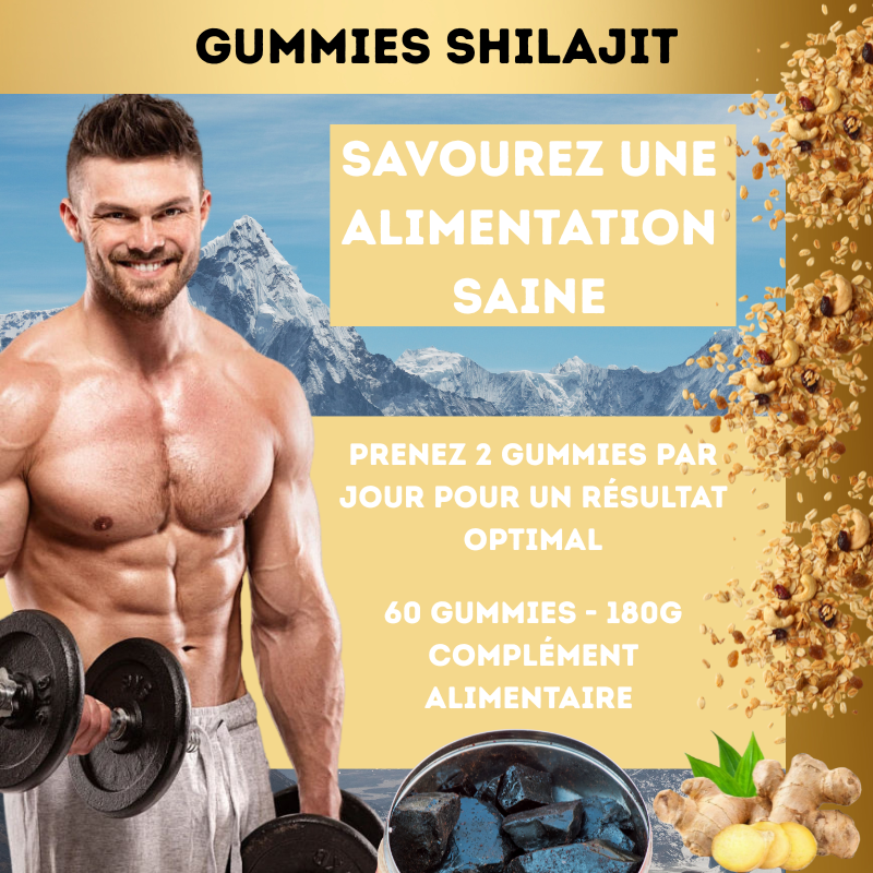 🚀 Gummies Énergie & Focus : Shilajit Ultra-Concentré et Ashwagandha KSM-66