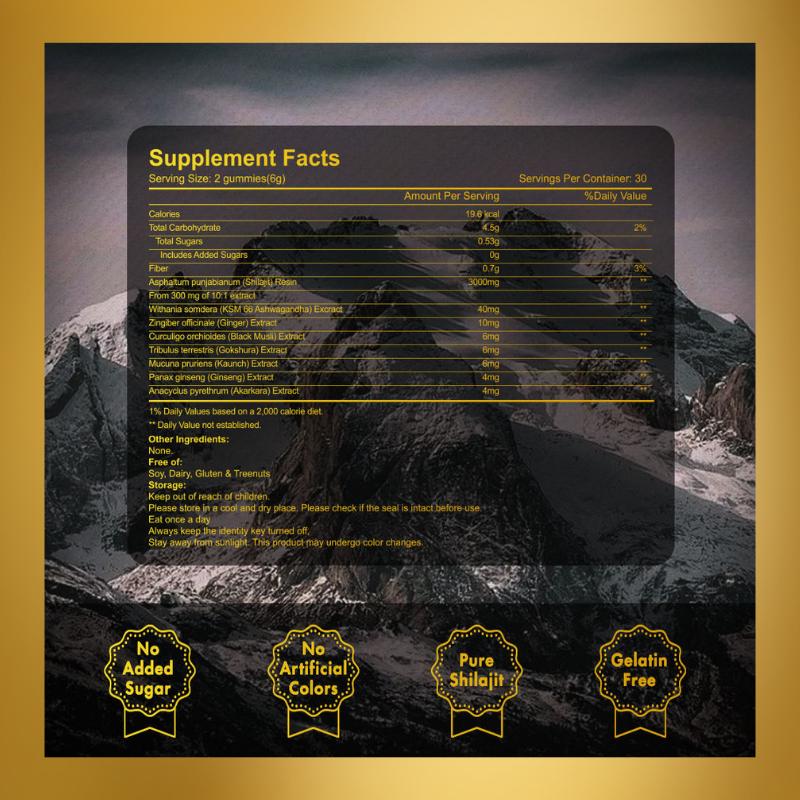 🚀 Gummies Énergie & Focus : Shilajit Ultra-Concentré et Ashwagandha KSM-66